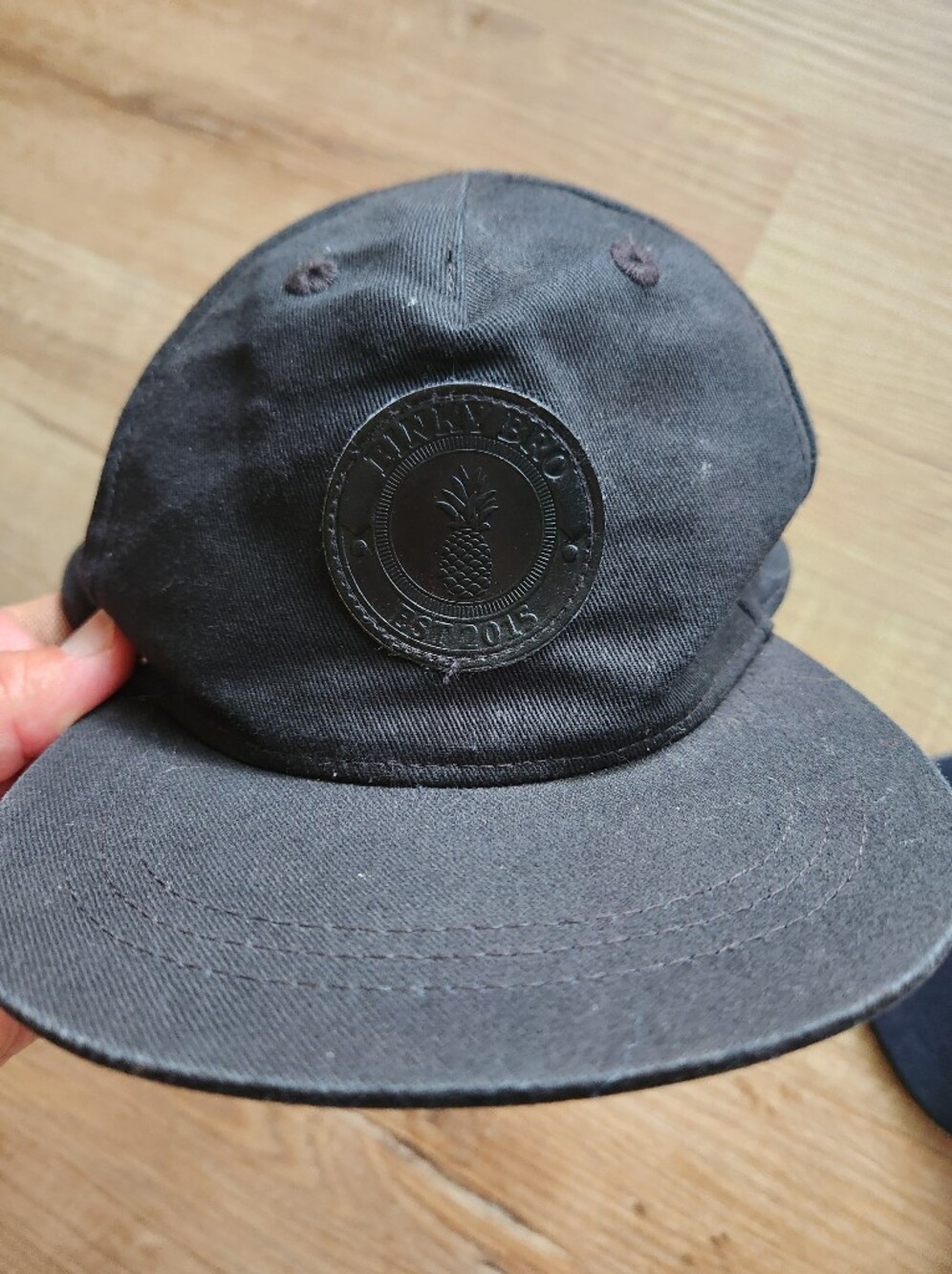 Kids Black Baseball Cap with Pineapple Emblem